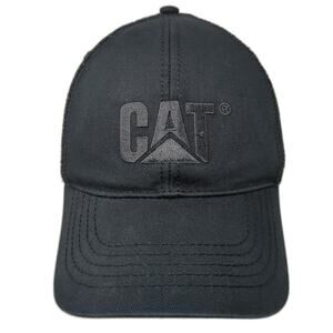 CAT Snapback Mesh Back Trucker Hat Black One Size Embroidered Solid